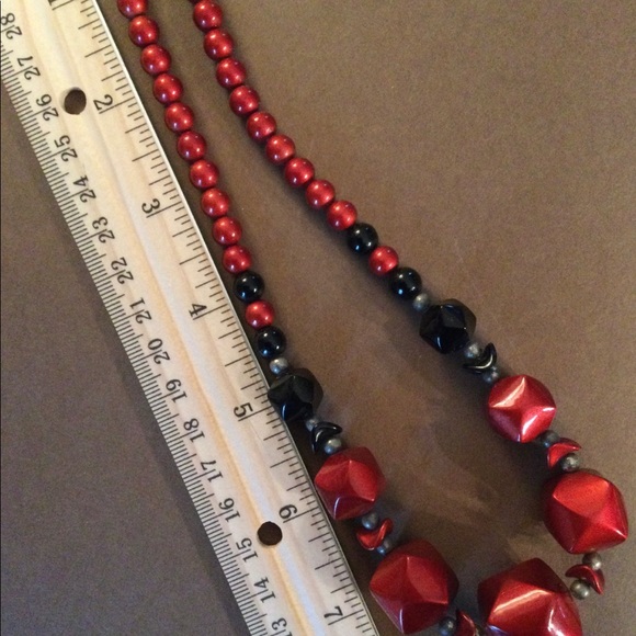Vintage Metal Red Black Silver Tone OOAK Choker - Picture 9 of 11